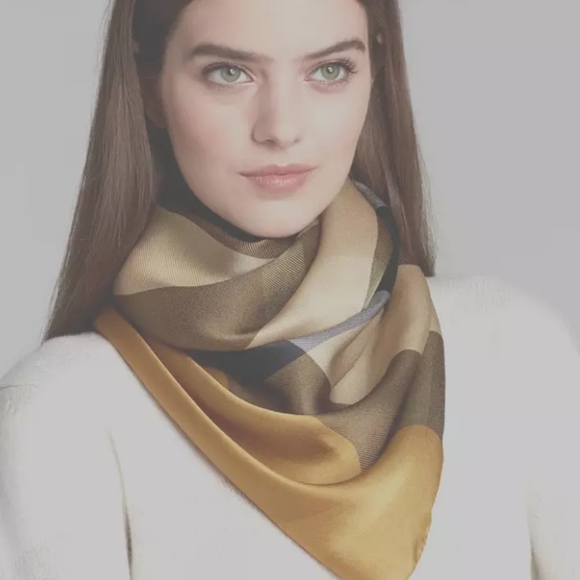 Burberry Yellow Silk Lightweight Mega check plaid scarf - Picture 10 of 10